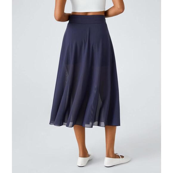 NWT Halara High Waisted Contrast Mesh 2-in-1 Pocket Midi Flare Casual Skirt - M - Picture 3 of 12
